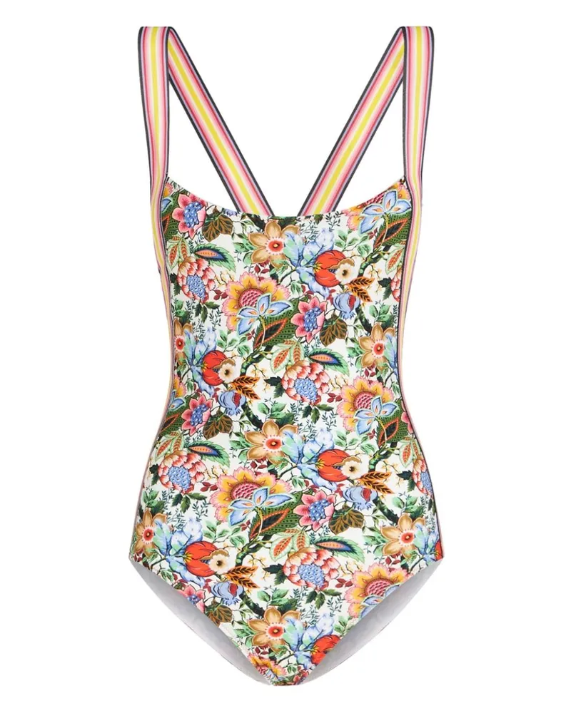 Etro Rückenfreier Badeanzug mit Bouquet-Print - Grün Grün