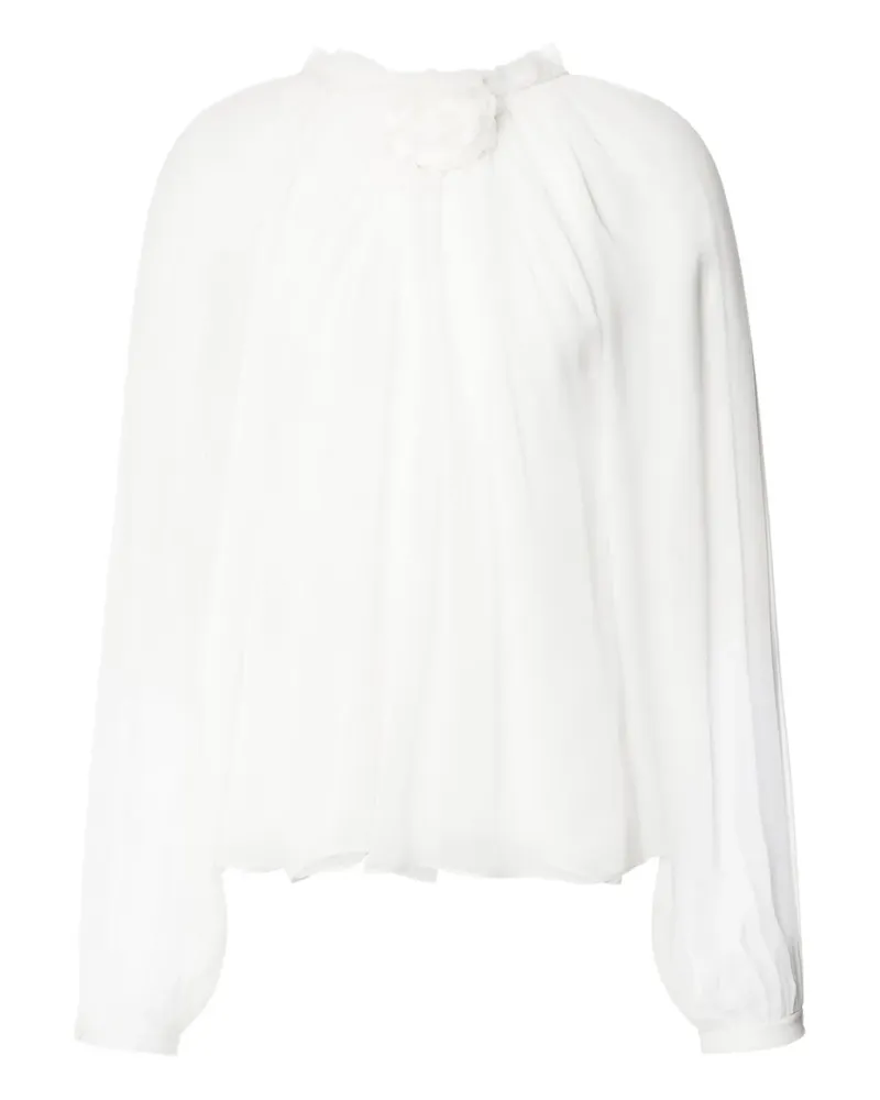 Alberta Ferretti Bluse mit Blumen-Applikationen - Weiß Weiß