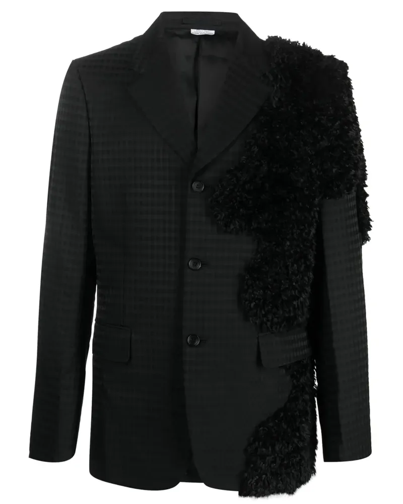 Comme des Garçons Kariertes Sakko mit Faux Shearling - Schwarz Schwarz