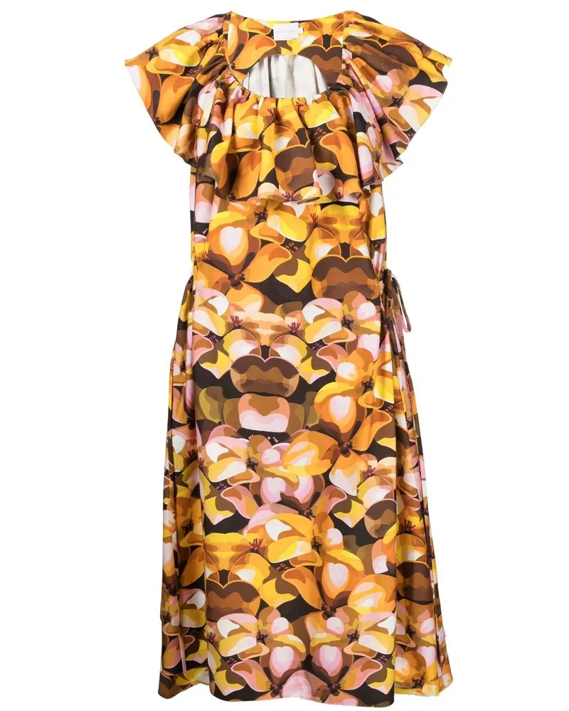 Kika Vargas Zulma Midikleid mit Print - Braun Braun