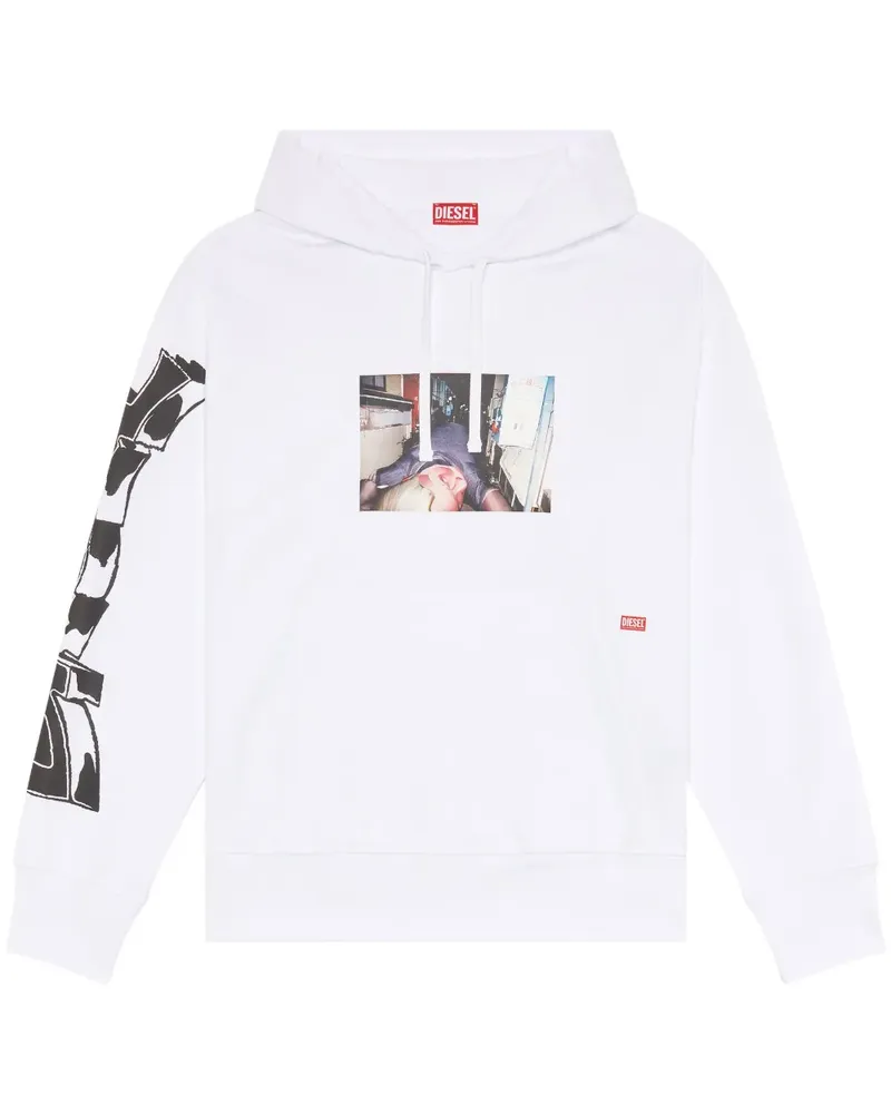 Diesel S-Macs-L3 Hoodie aus Baumwolle - Weiß Weiß