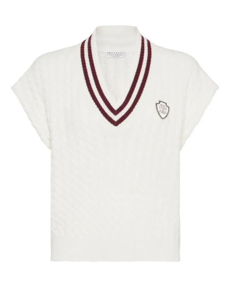 Brunello Cucinelli Pullover mit Zopfmuster - Weiß Weiß