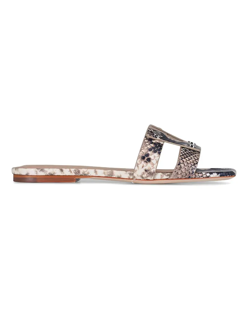Veronica Beard Via Slide snake-embossed flat sandals - Nude Nude