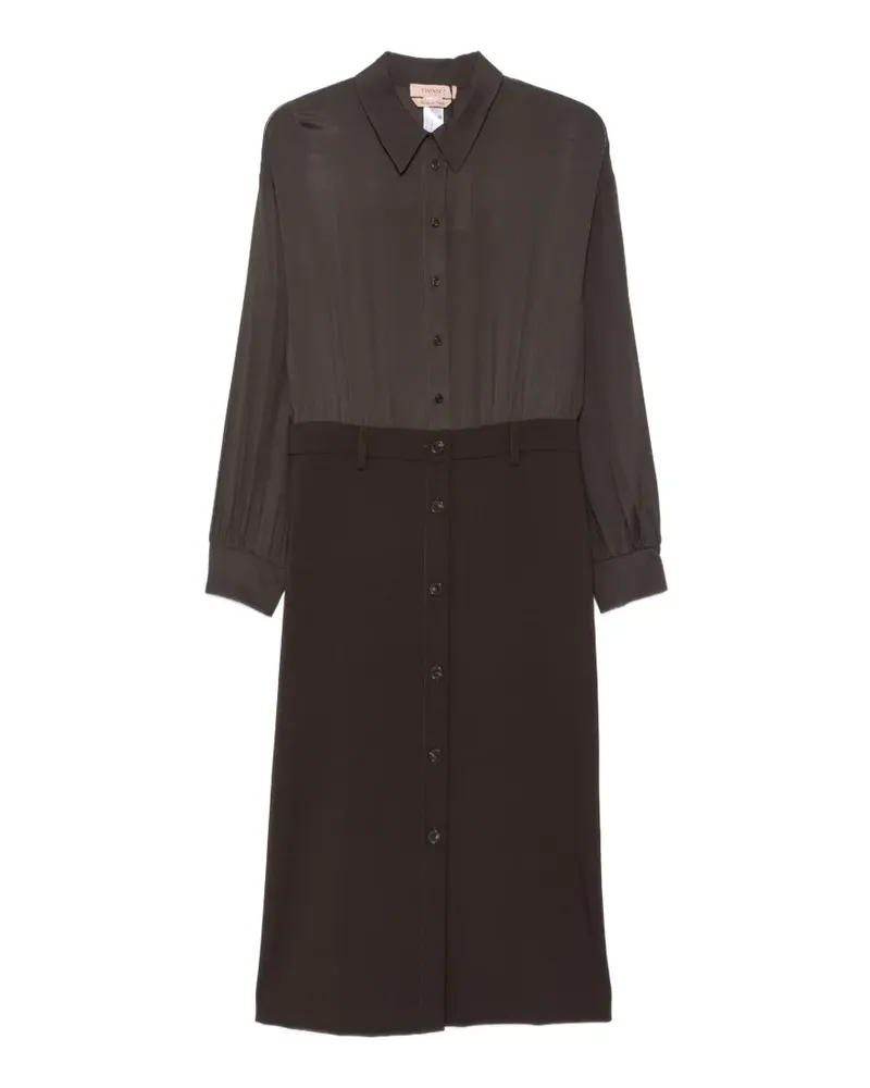 Twin-Set Geknöpftes Hemdkleid - Braun Braun