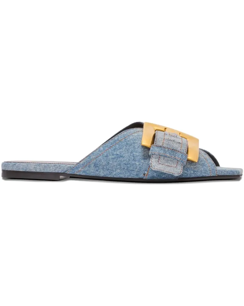 Balmain Flache Anthem Jeans-Sandalen - Blau Blau