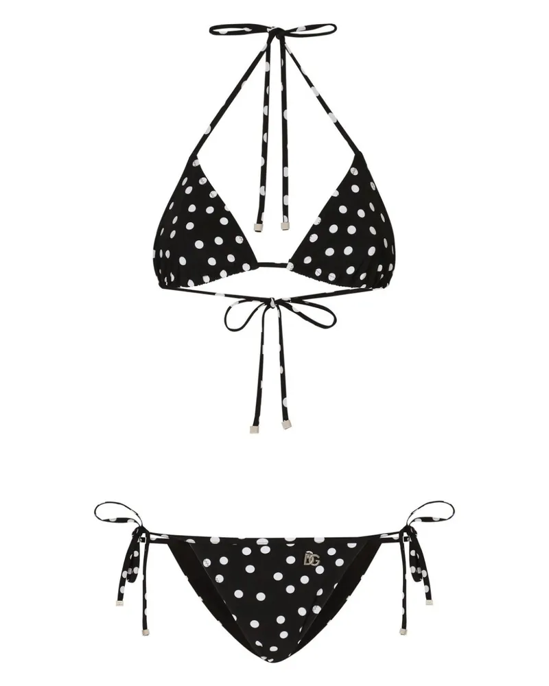 Dolce & Gabbana Triangel-Bikini mit Polka Dots - Schwarz Schwarz