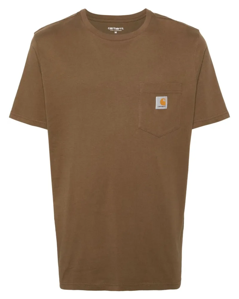 Carhartt WIP T-Shirt mit Logo-Patch Braun
