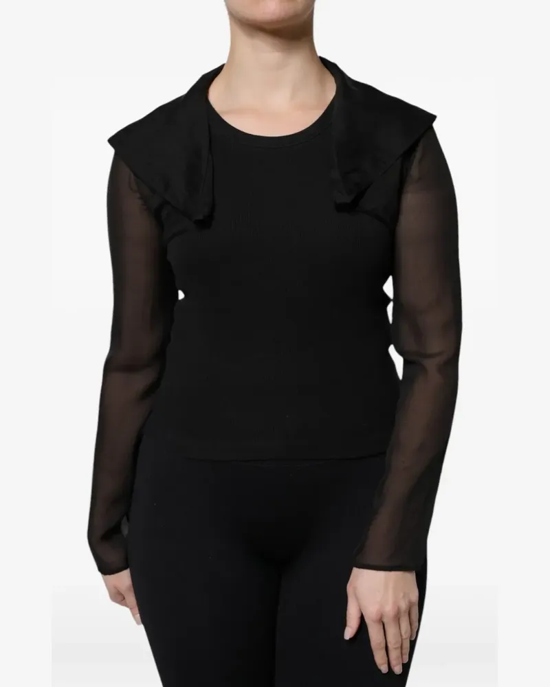 Dolce & Gabbana Oberteil mit transparenten Ärmeln - Schwarz Schwarz