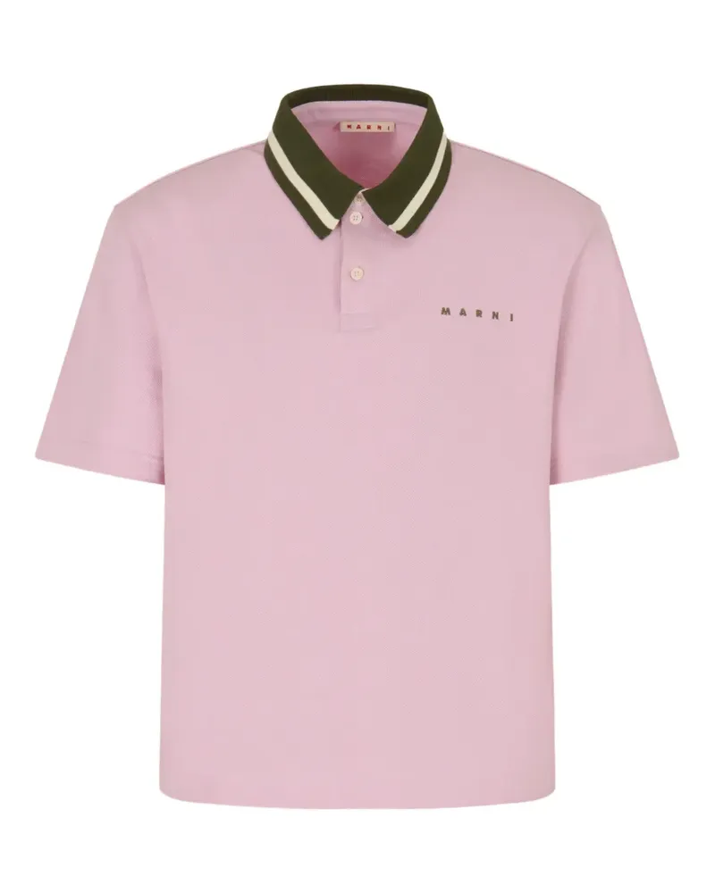 Marni Gestreiftes Poloshirt mit Logo-Print - Rosa Rosa