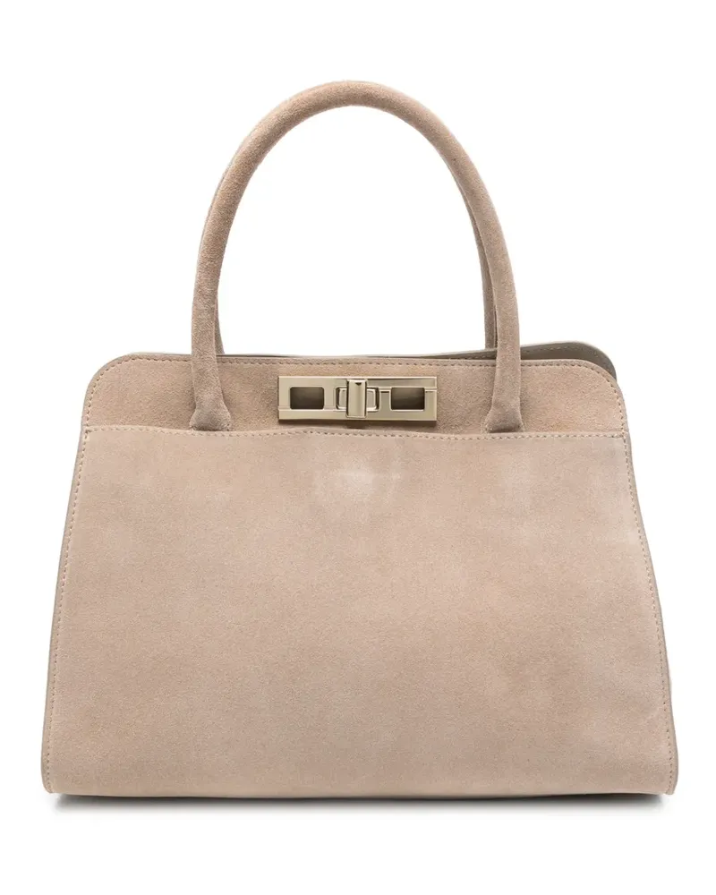 Fabiana Filippi Tote Bag aus Wildleder mit Drehverschluss - Nude Nude