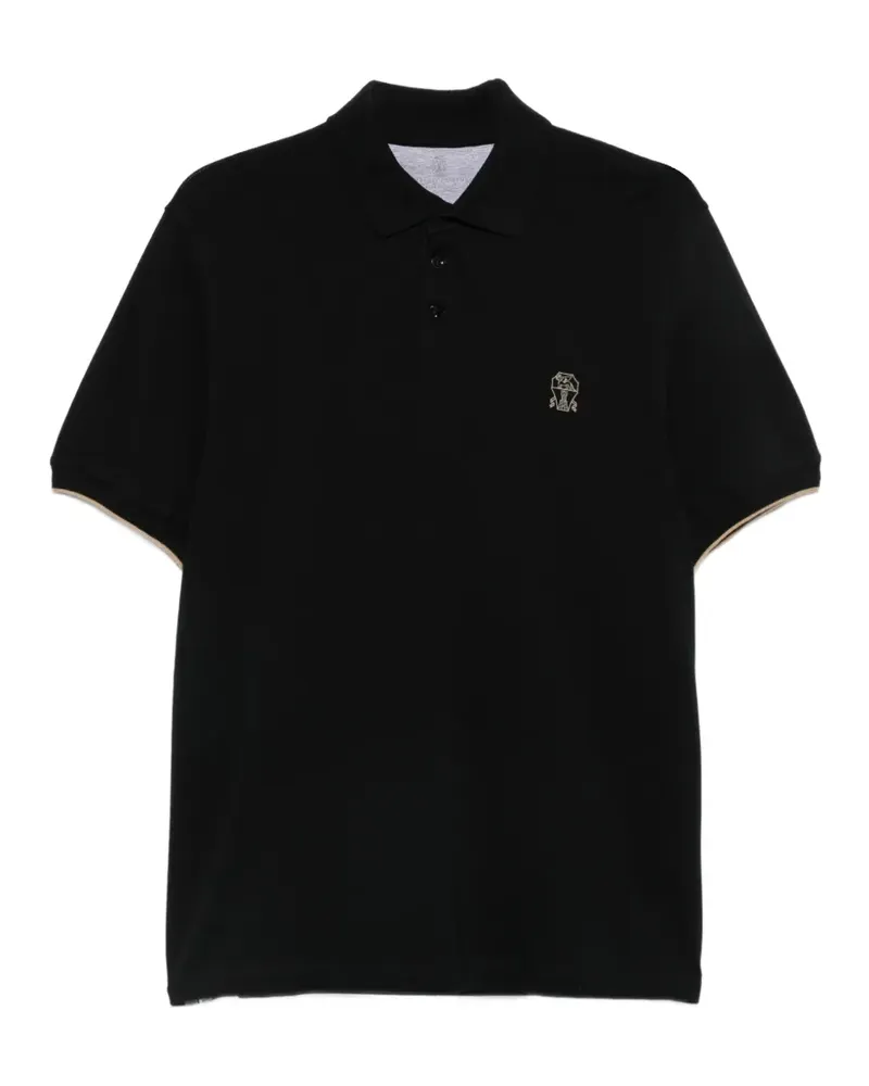 Brunello Cucinelli Poloshirt mit Logo-Stickerei - Schwarz Schwarz