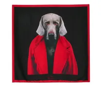 Seidenschal mit Hunde-Print - Schwarz