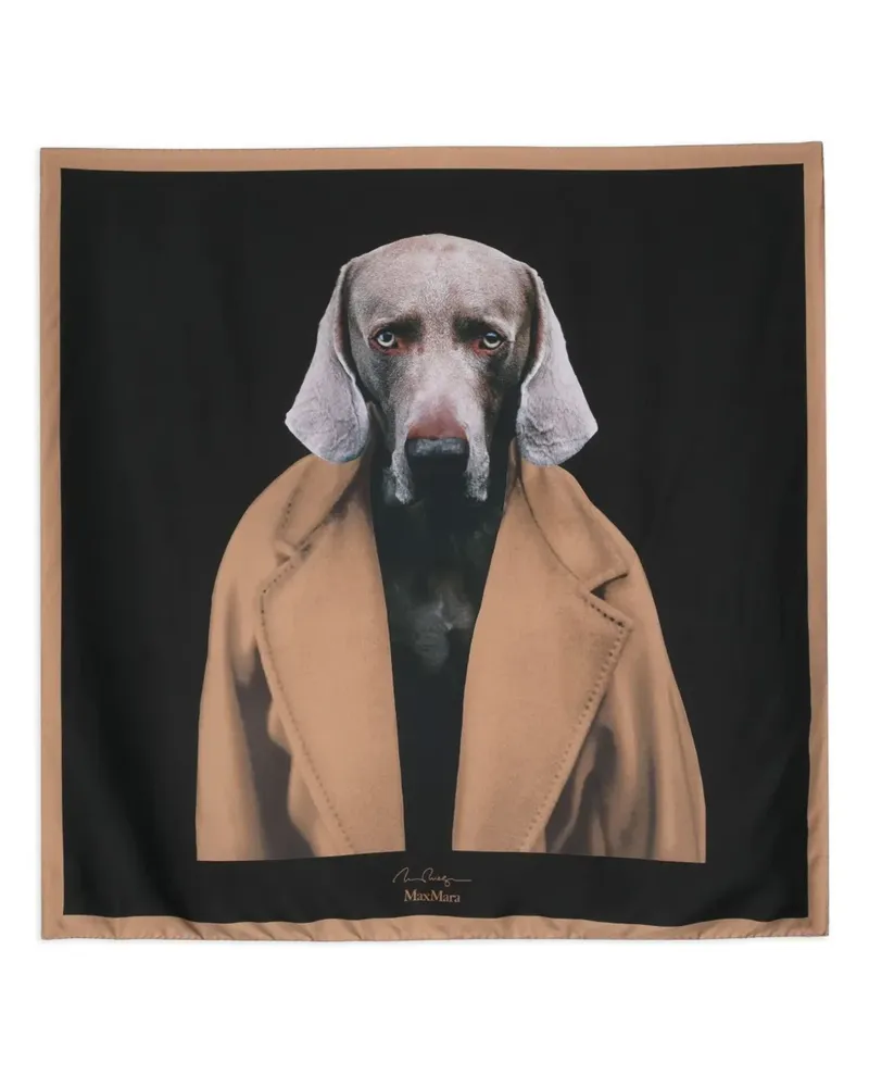 Max Mara Seidenschal mit Hunde-Print - Schwarz Schwarz