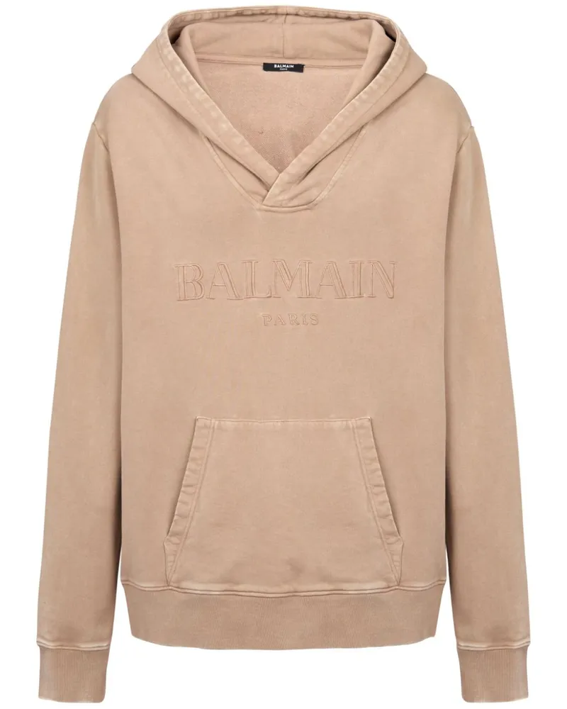 Balmain Hoodie mit V-Ausschnitt Nude