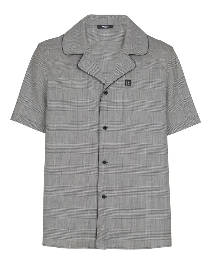 Balmain Kurzärmeliges Hemd mit Prince of Wales-Karo - Schwarz Schwarz