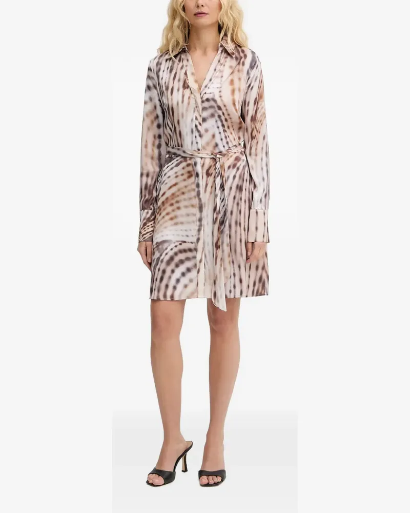 Guess abstract-print belted mini shirt dress - Nude Nude