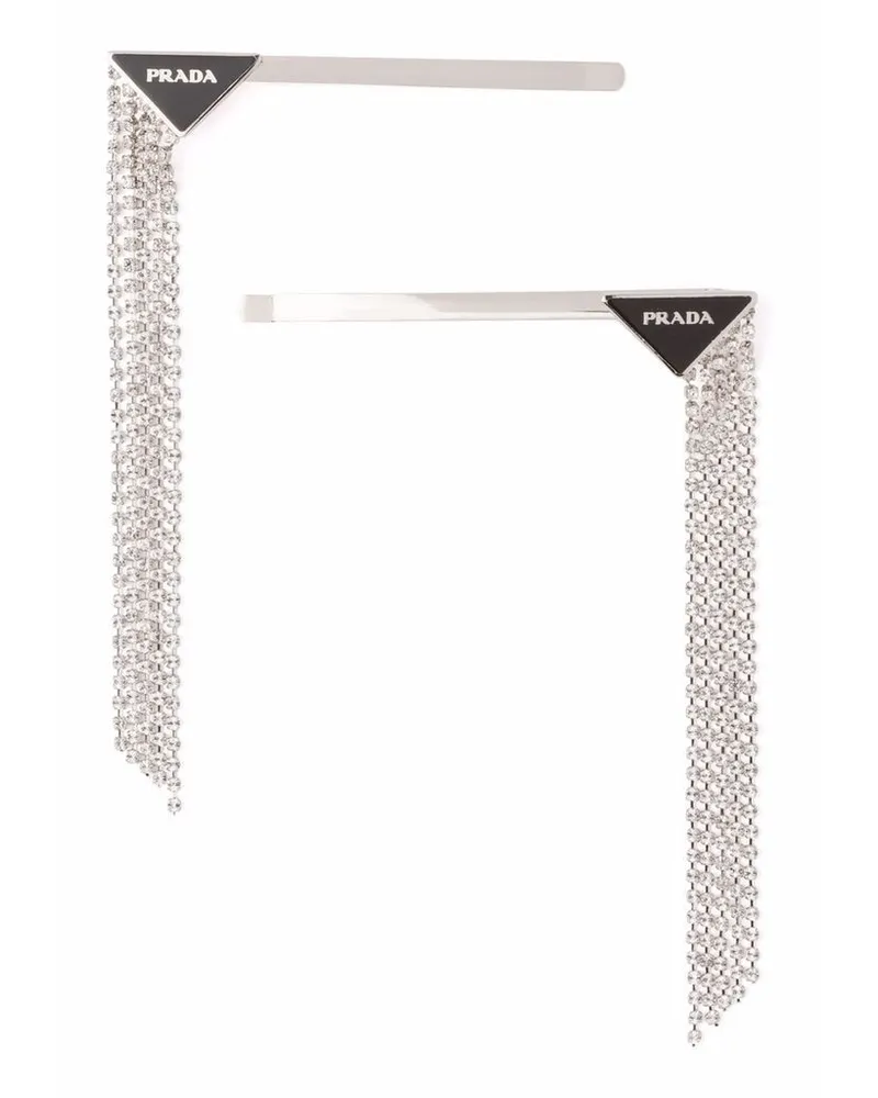 Prada Haarspangen-Set mit Strass - Silber Silber