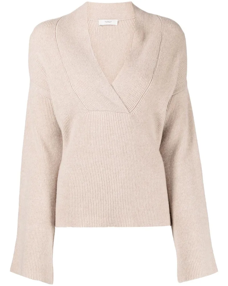 Pringle of Scotland Gerippter Pullover mit Schalkragen - Nude Nude