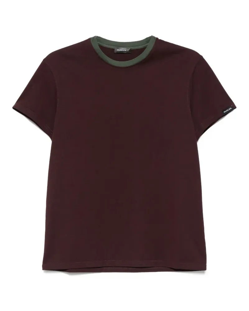 Thierry Mugler T-Shirt mit Kontrastkragen - Rot Rot