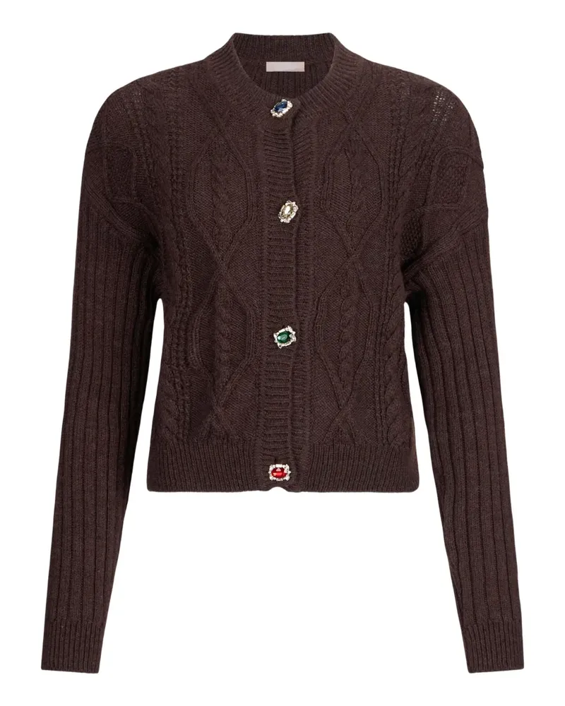 Liu Jo cable-knit jewel-button cardigan - Braun Braun