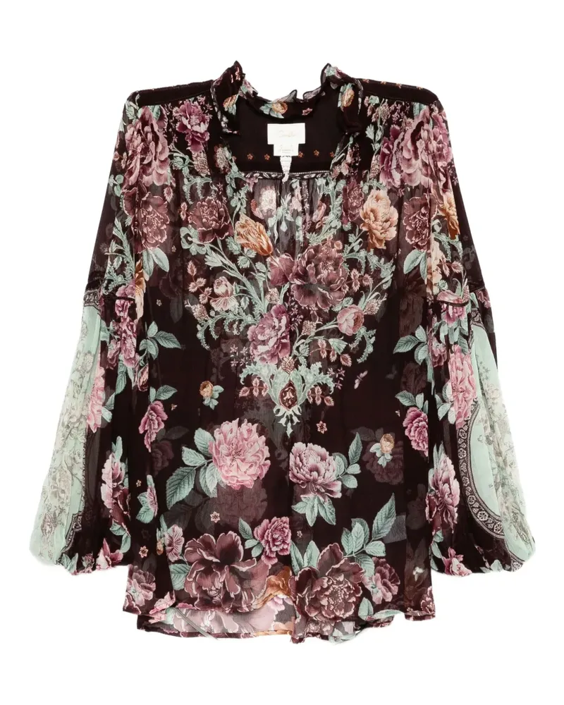 Camilla Bluse mit Rüschenkragen - Braun Braun