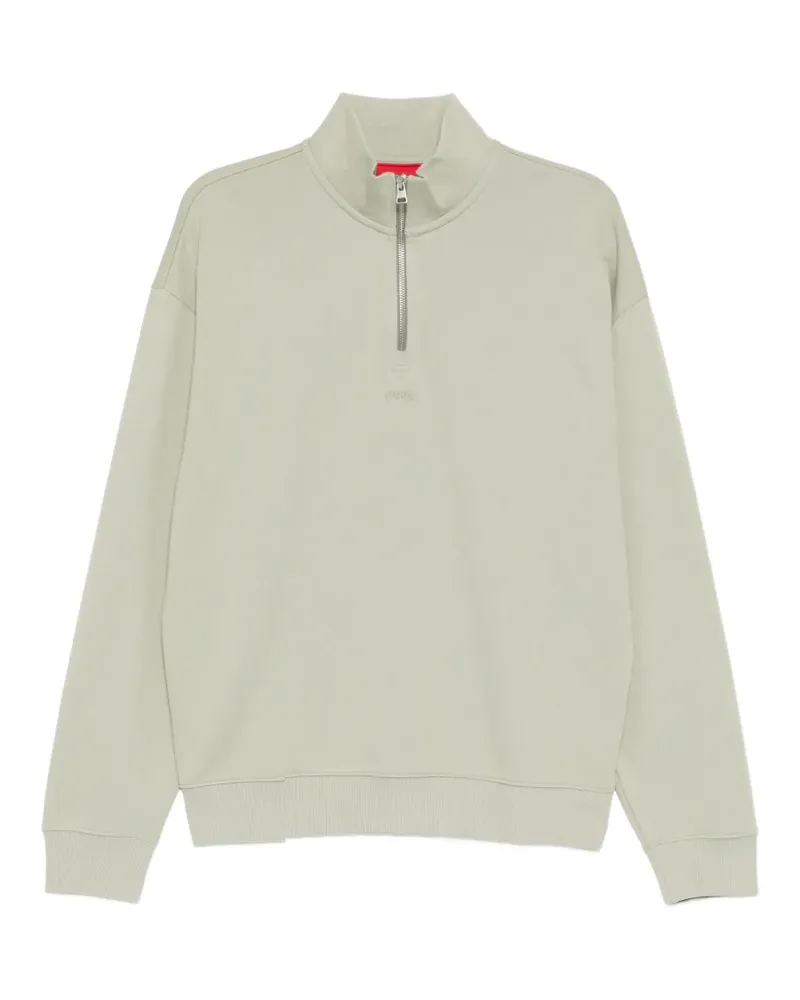 HUGO BOSS quarter-zip logo-embroidered sweater - Grün Grün