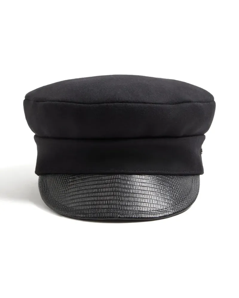 Valentino Garavani VLogo-signature wool cap with leather visor - Schwarz Schwarz