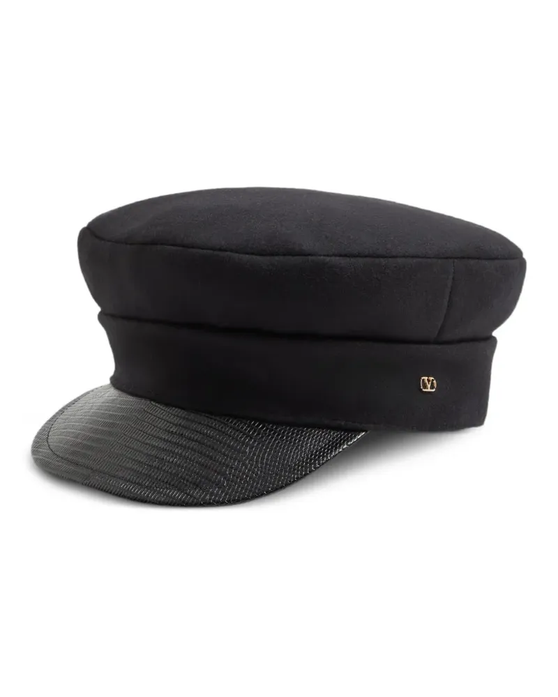 Valentino Garavani VLogo Signature Baseballkappe mit Lederblende - Schwarz Schwarz