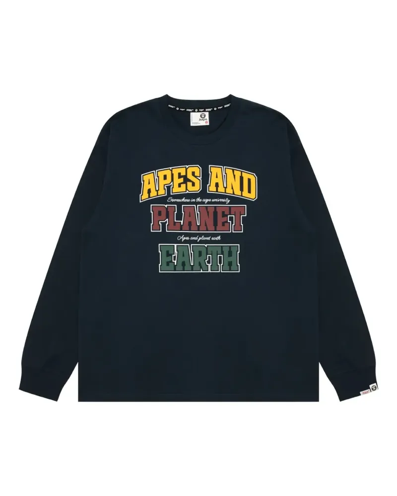 BAPE Langarmshirt mit grafischem Print - Blau Blau