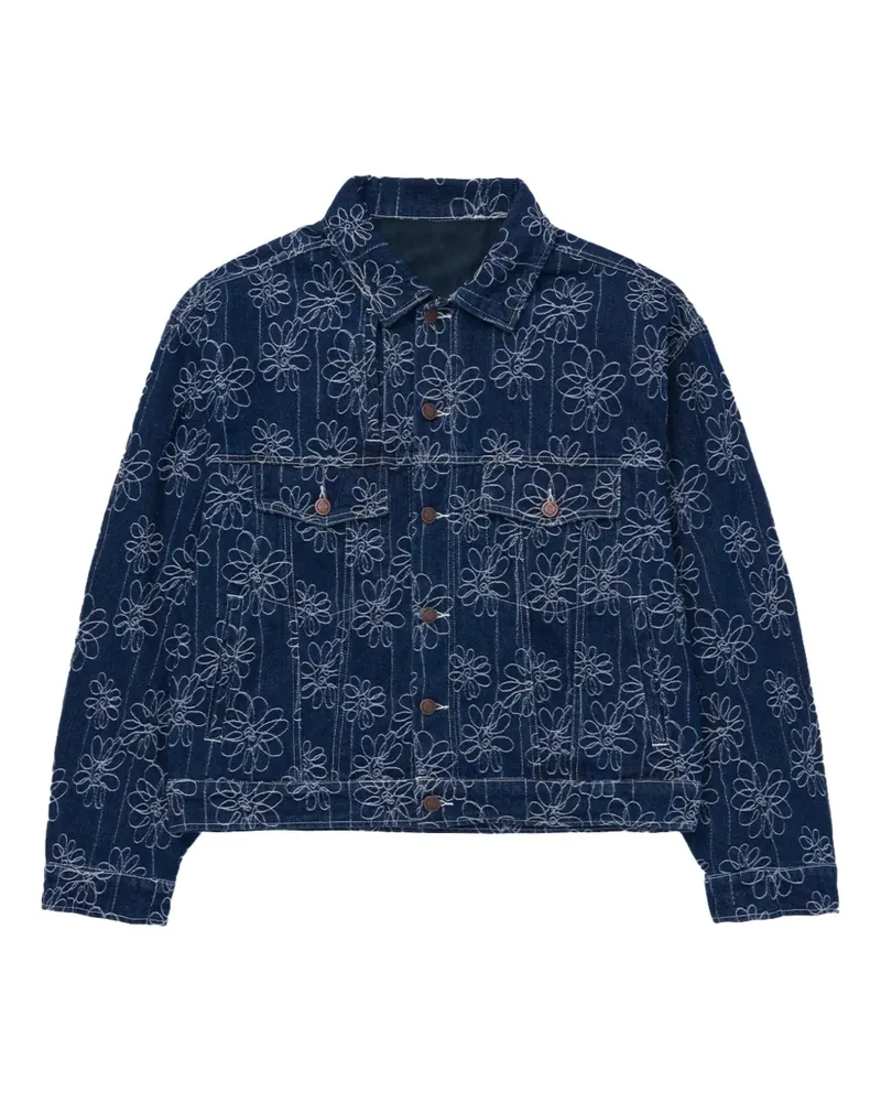 Honor The Gift Indigo" Jeansjacke aus Blumenjacquard - Blau Blau