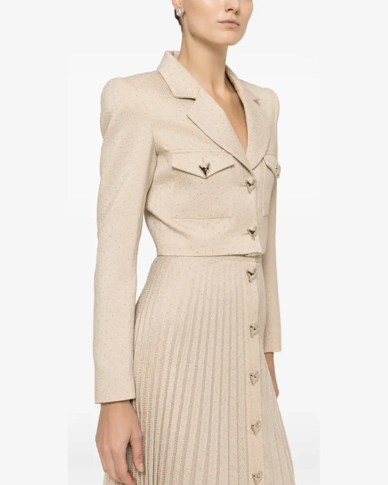 NISSA rhinestone-embellished cropped blazer - Nude Nude