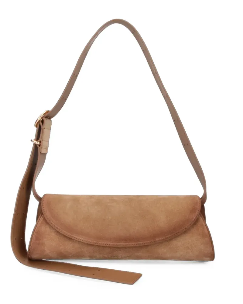 Jil Sander Kleine Cannolo Tote Bag mit verstellbarem Riemen und Logo-Prägung - Braun Braun