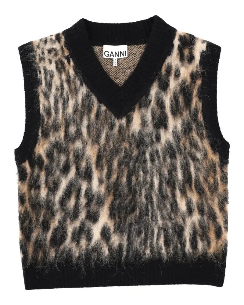 Ganni V-neck knitted vest - Schwarz Schwarz