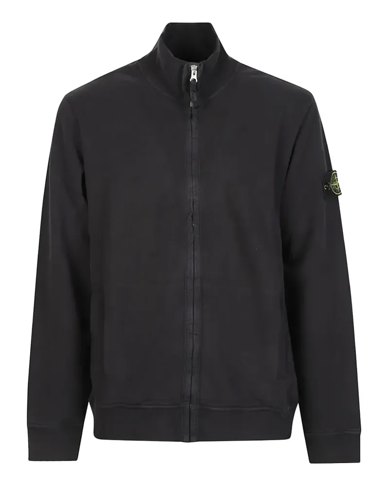 Stone Island 6100066 Fleece-Sportjacke aus gebürsteter Bio-Baumwolle - Schwarz Schwarz