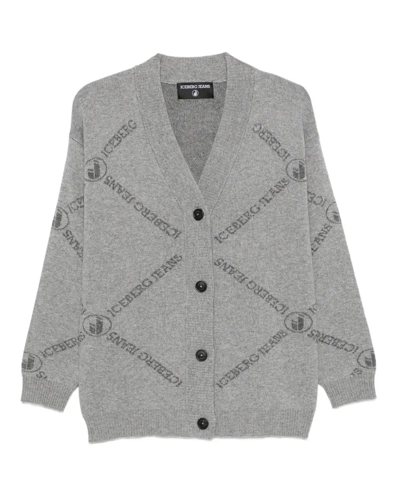 Iceberg logo-intarsia knit cardigan - Grau Grau
