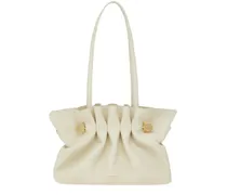 Kleine Soft Schultertasche mit Raffungen - Nude