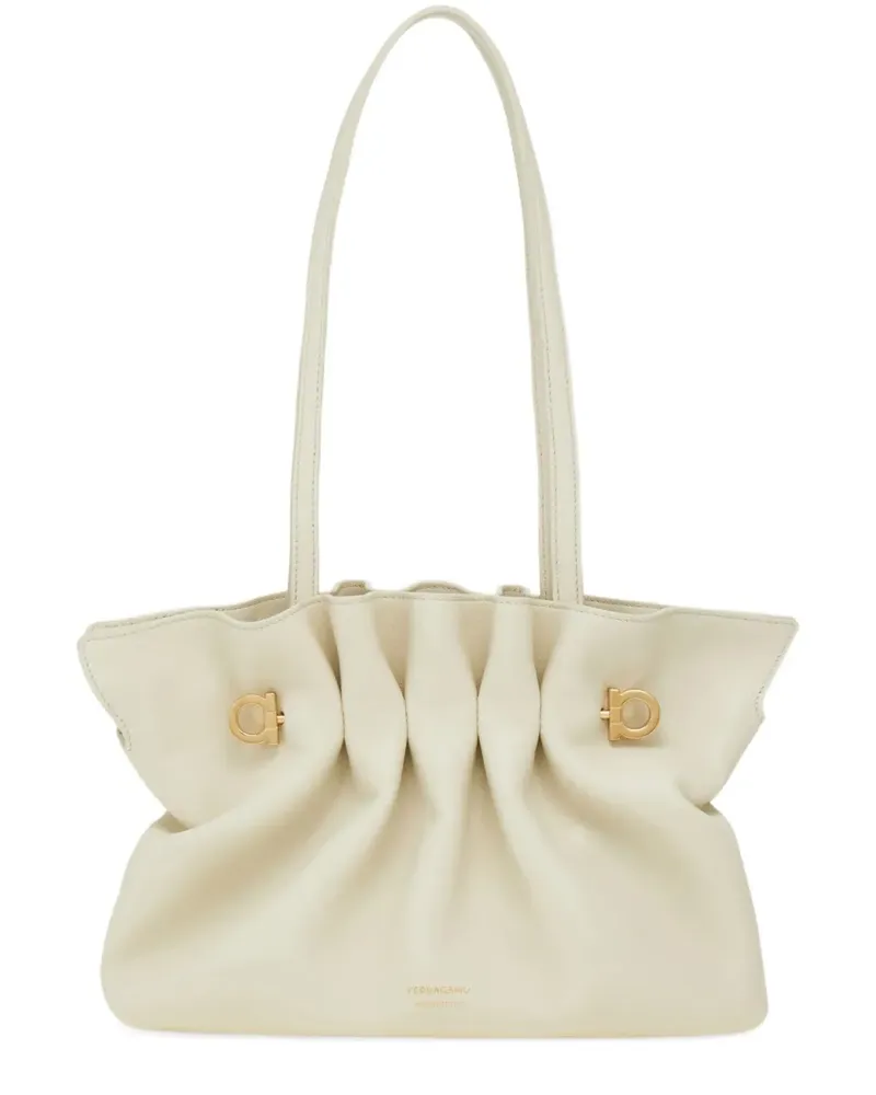 Ferragamo Kleine Soft Schultertasche mit Raffungen - Nude Nude