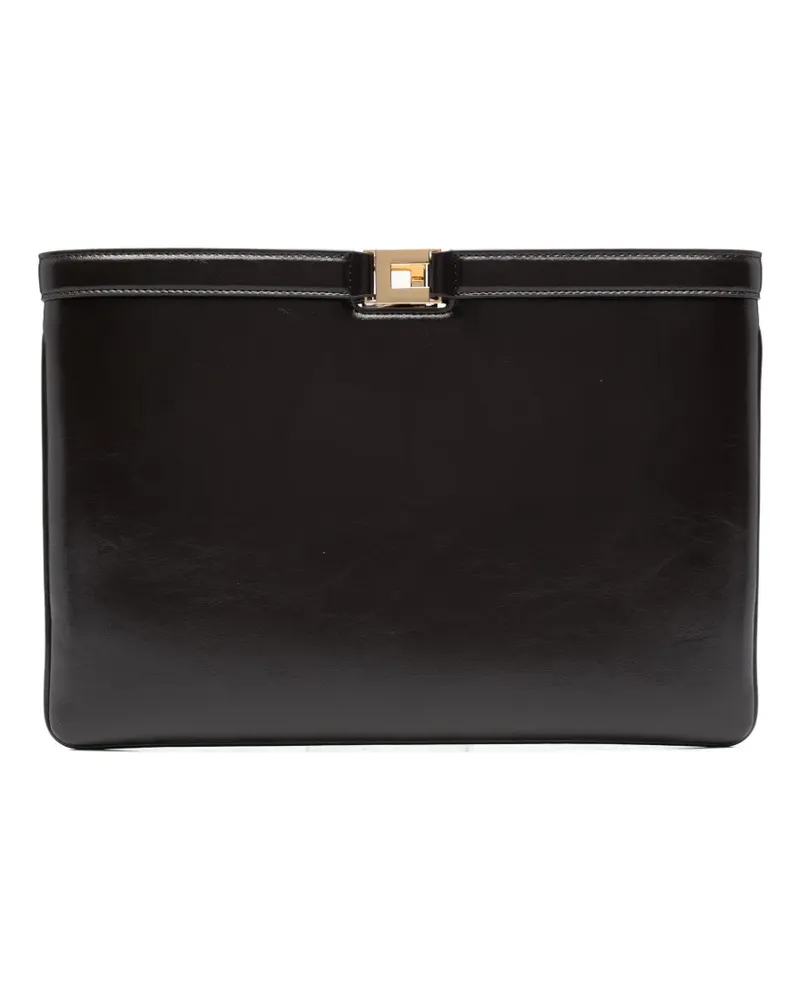 Elisabetta Franchi Clutch mit Logo-Schild - Braun Braun