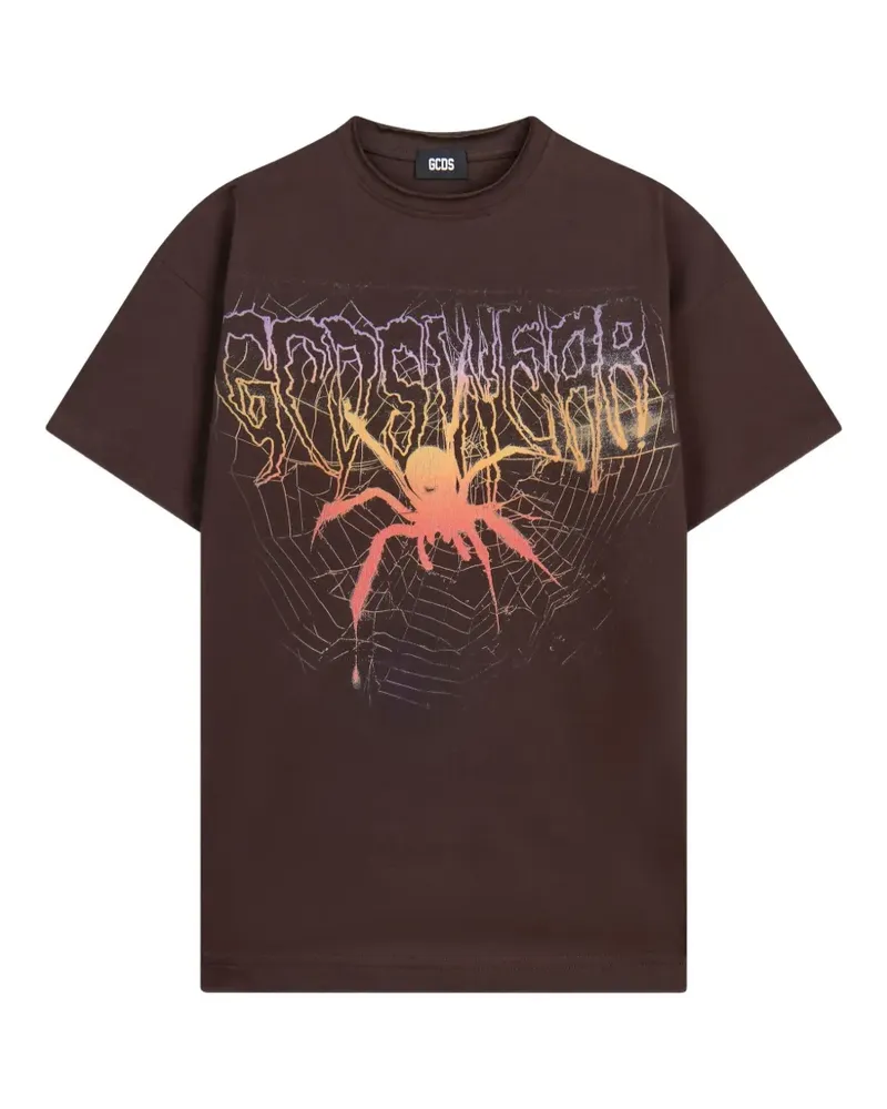 GCDS T-Shirt mit grafischem Print - Braun Braun