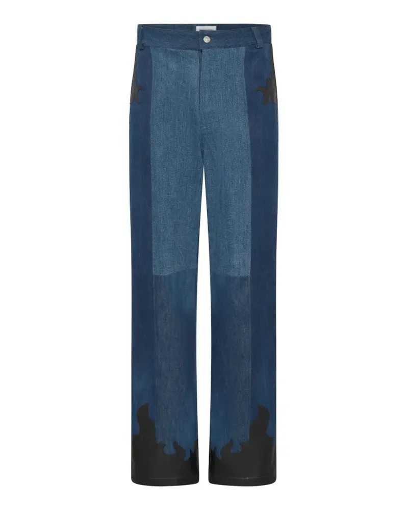Marine Serre Jeans mit weitem Bein - Blau Blau