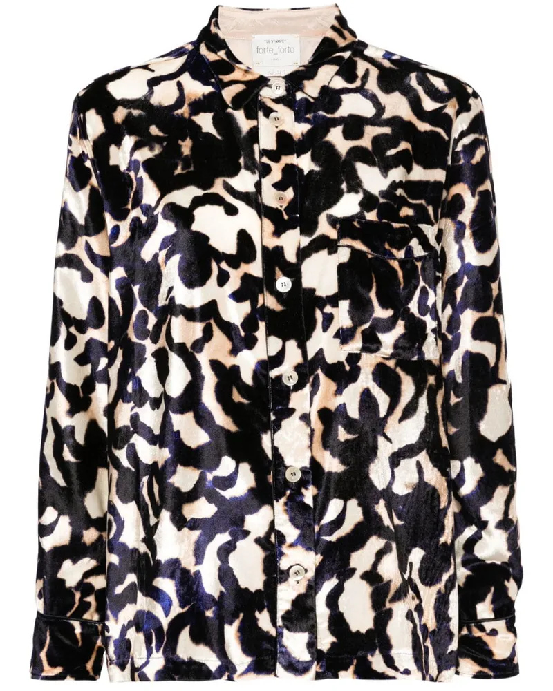 forte_forte Samthemd mit Animal-Print - Nude Nude