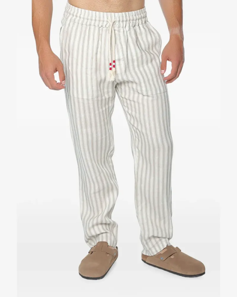 MC2 Saint Barth Gestreifte Calais Leinenhose - Grau Grau