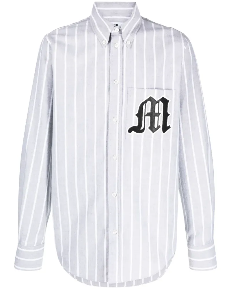MSGM Gestreiftes Hemd mit Logo - Grau Grau