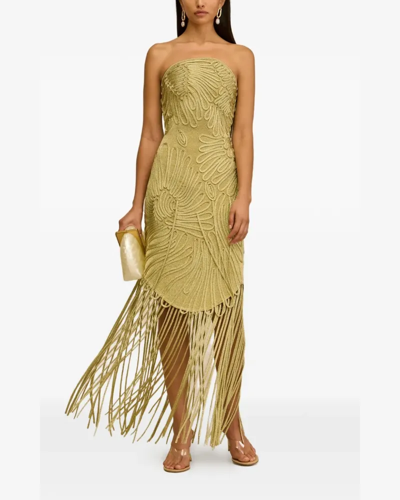Cult Gaia Edina fringe-trimmed strapless midi dress - Gold Gold