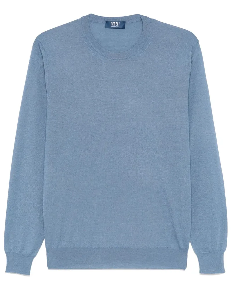 Fedeli Fein gestrickter Pullover - Blau Blau