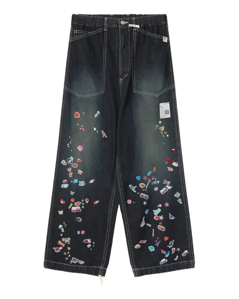MIHARAYASUHIRO Baker Jeans mit Sticker-Print - Blau Blau