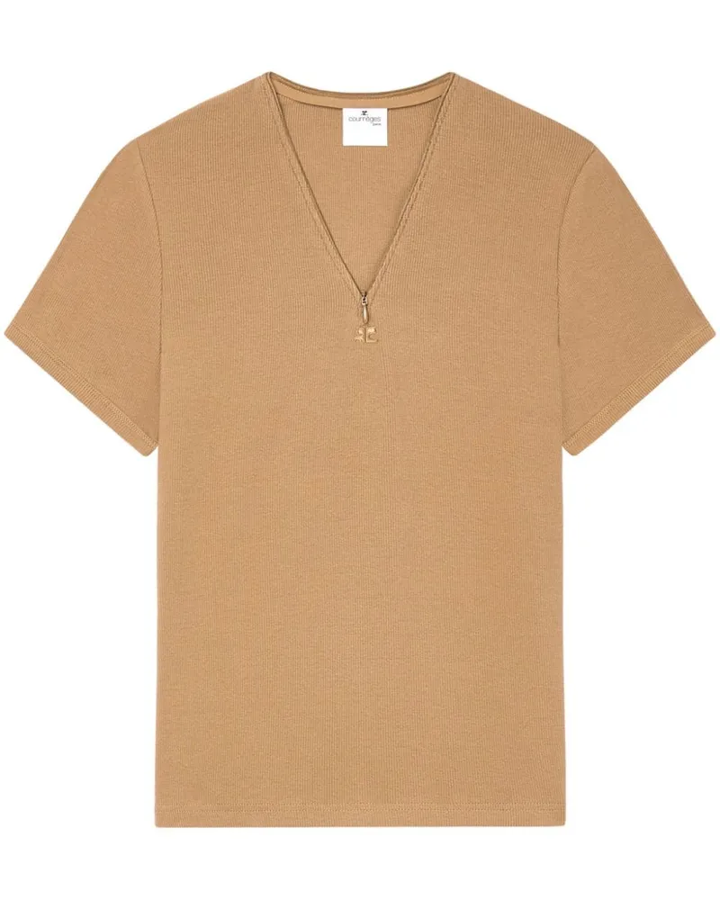 Courrèges T-Shirt mit Logo-Stickerei - Nude Nude