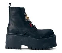 Plateau-Stiefeletten mit Anhänger - Schwarz