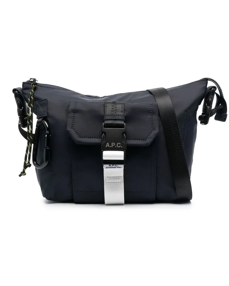 A.P.C. Treck Schultertasche mit Logo-Schnalle - Blau Blau