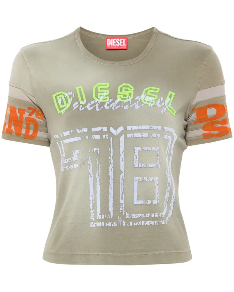 Diesel T-Uncusl T-Shirt mit geflocktem Logo - Grün Grün